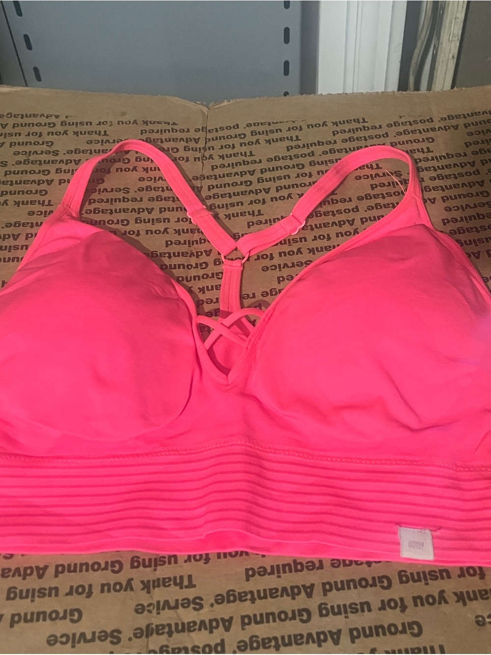 Women's Neon Pink Strappy Wireless Sports Bralette